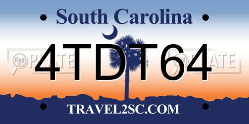 4TDT64 South Carolina License Plate