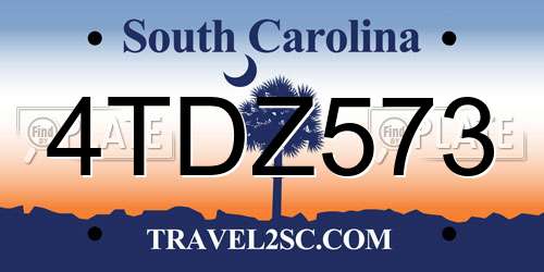 4TDZ573 South Carolina License Plate