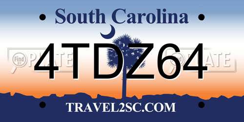 4TDZ64 South Carolina License Plate