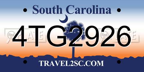 4TG2926 South Carolina License Plate