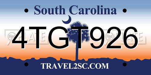4TGT926 South Carolina License Plate