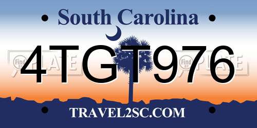4TGT976 South Carolina License Plate