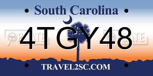 4TGY48 South Carolina License Plate