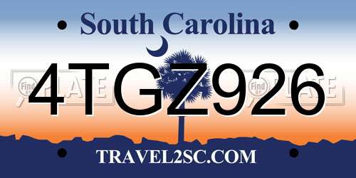 4TGZ926 South Carolina License Plate