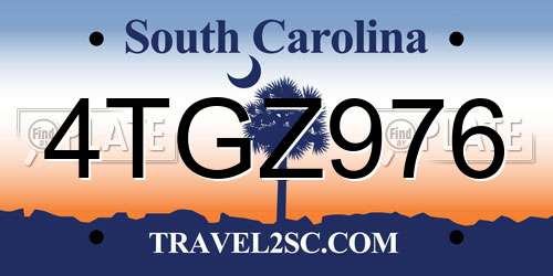 4TGZ976 South Carolina License Plate