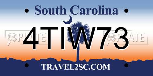 4TIW73 South Carolina License Plate