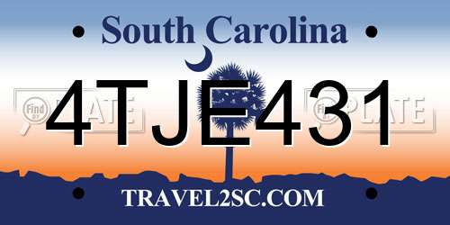 4TJE431 South Carolina License Plate