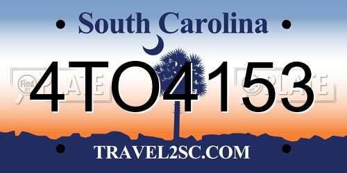 4TO4153 South Carolina License Plate