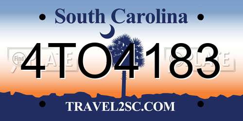 4TO4183 South Carolina License Plate