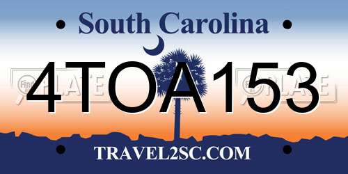 4TOA153 South Carolina License Plate