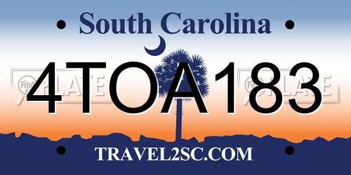 4TOA183 South Carolina License Plate
