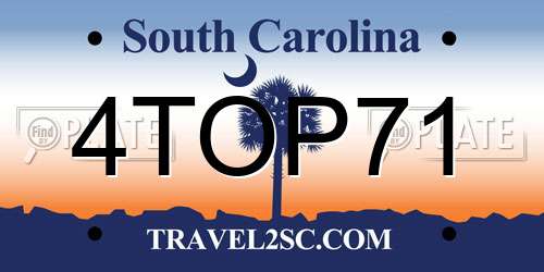 4TOP71 South Carolina License Plate