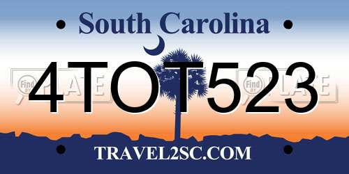 4TOT523 South Carolina License Plate