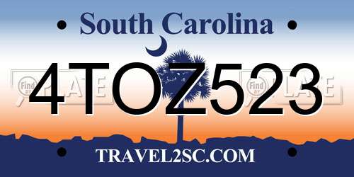 4TOZ523 South Carolina License Plate