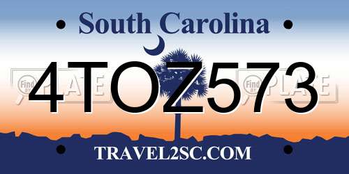 4TOZ573 South Carolina License Plate