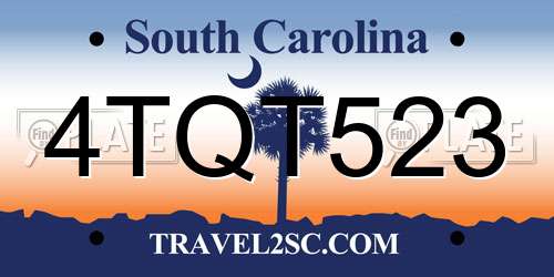 4TQT523 South Carolina License Plate
