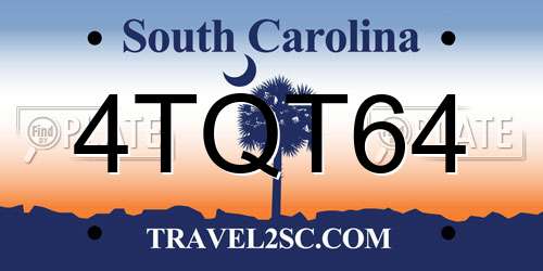 4TQT64 South Carolina License Plate