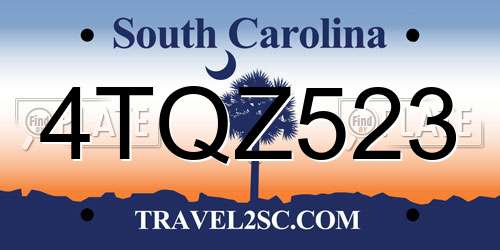 4TQZ523 South Carolina License Plate