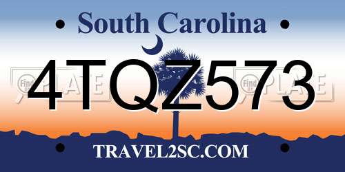 4TQZ573 South Carolina License Plate