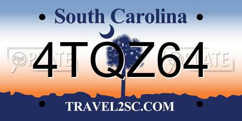 4TQZ64 South Carolina License Plate