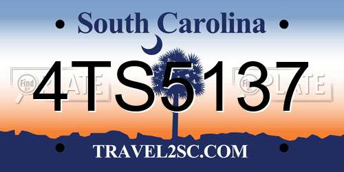 4TS5137 South Carolina License Plate