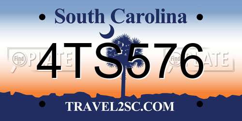 4TS576 South Carolina License Plate