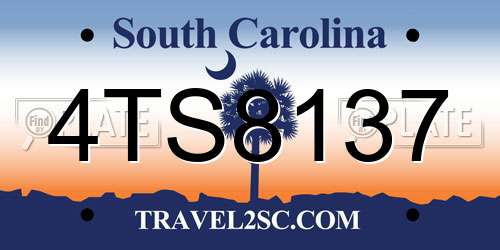 4TS8137 South Carolina License Plate