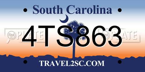4TS863 South Carolina License Plate