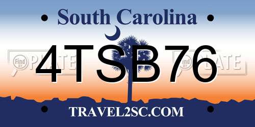 4TSB76 South Carolina License Plate