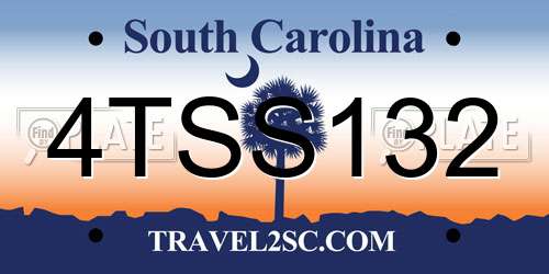 4TSS132 South Carolina License Plate