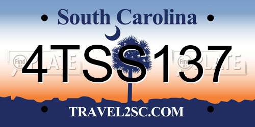 4TSS137 South Carolina License Plate