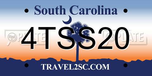 4TSS20 South Carolina License Plate