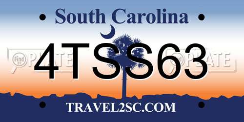 4TSS63 South Carolina License Plate