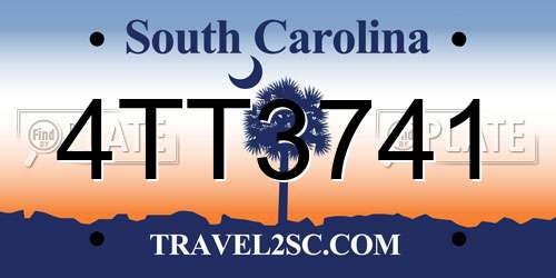 4TT3741 South Carolina License Plate