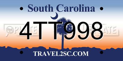 4TT998 South Carolina License Plate