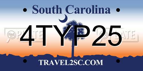 4TYP25 South Carolina License Plate