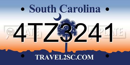 4TZ3241 South Carolina License Plate