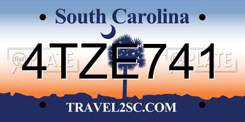 4TZE741 South Carolina License Plate