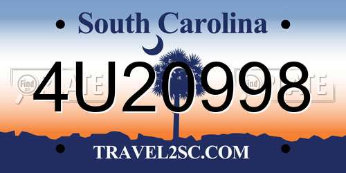 4U20998 South Carolina License Plate