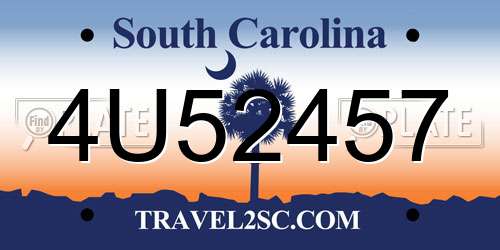 4U52457 South Carolina License Plate