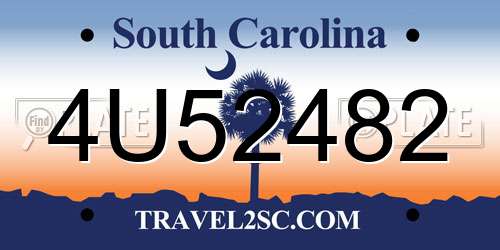 4U52482 South Carolina License Plate