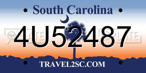 4U52487 South Carolina License Plate