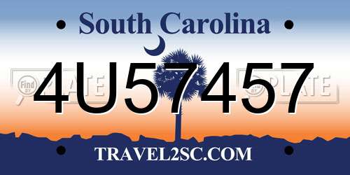 4U57457 South Carolina License Plate