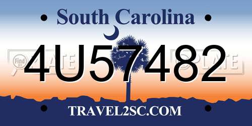 4U57482 South Carolina License Plate