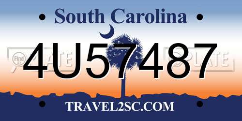4U57487 South Carolina License Plate