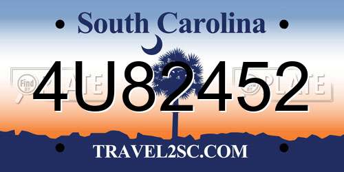 4U82452 South Carolina License Plate