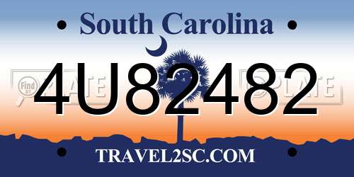 4U82482 South Carolina License Plate
