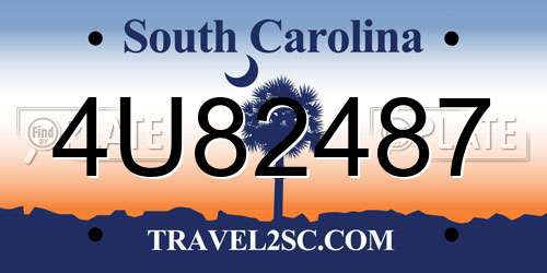 4U82487 South Carolina License Plate