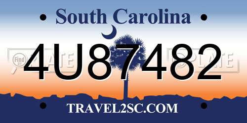 4U87482 South Carolina License Plate