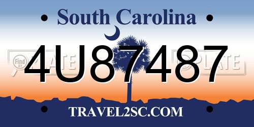 4U87487 South Carolina License Plate